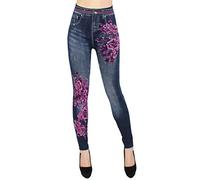 dy_mode Damen Thermo Leggings Thermohose mit Innenfutter - WL027 (36/38 - S/M, WL096-PinkFireFlower)
