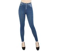 dy_mode Damen Thermo Leggings Thermojeggings mit Innenfutter - WL020 (S/M, WL029-Jeansblau)
