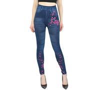 dy_mode High Waist Leggings Damen Jeggings Jeans Optik mit Verschiedene Waschungen - YLG063-065 (JL221-PinkCherry | One Size Gr.36-42)