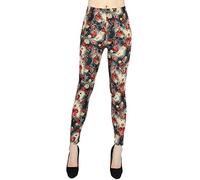 dy_mode Leggings Damen Blumen Muster Leggins bunt Gemustert - JL096 (Jl243-RedRoses | Gr.36-42)