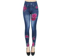 dy_mode Leggings Damen Jeggings High Waist Hose Jeans jeansleggings Damen - OneSize Gr.36-42 - JL068 (JL226-RosenRot | Gr.36-40)