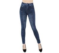 dy_mode Thermo Leggings Damen Jeggings gefüttert Jeansoptik - WL046 (40/42 - L/XL, WL099-Tiefblau)