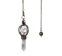 Dyale Naturglas Pendel Damen Merkaba Naturstein Anhänger Klarer Quarz Rot Bronze, 19cm, Stein, Achat