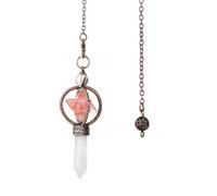 Dyale Naturglas Pendel Damen Merkaba Naturstein Anhänger Klarer Quarz Rot Bronze, 19cm, Stein, Achat