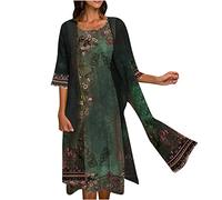 Dyhxuan Abendkleid Damen Elegant Einfarbige Stickerei Partykleid Zweiteiliges Set Kleider Ärmellos Ballkleid mit Rundhals + Einfarbige Cardigan Jacke Knielang Cocktailkleid Abiballkleid 5XL