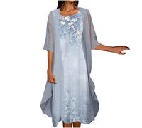 Dyhxuan Abendkleid Damen Elegant Einfarbige Stickerei Partykleid Zweiteiliges Set Kleider Ärmellos Ballkleid mit Rundhals + Einfarbige Cardigan Jacke Knielang Cocktailkleid Abiballkleid 5XL