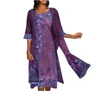 Dyhxuan Abendkleid Damen Elegant Einfarbige Stickerei Partykleid Zweiteiliges Set Kleider Ärmellos Ballkleid mit Rundhals + Einfarbige Cardigan Jacke Knielang Cocktailkleid Abiballkleid 5XL