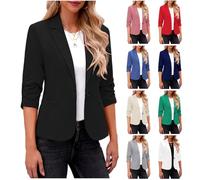 Dyhxuan Blazer Damen Elegant 3/4 Arm Blazer Jacke Casual Sportlich Reverskragen Anzug Vorne Offener Anzugjacke Trenchcoat Business Jacket fürs Büro