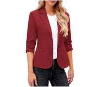 Dyhxuan Blazer Damen Elegant 3/4 Arm Blazer Jacke Casual Sportlich Reverskragen Anzug Vorne Offener Anzugjacke Trenchcoat Business Jacket fürs Büro