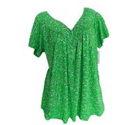 Dyhxuan Bluse Damen Sommer T-Shirt Eelgant Blumendruck Tops Kurzarm Tshirt mit V-Ausschnitt Locker Große Größen Oberteile Kurz Ärmel Blouse Longbluse Blusenshirt Sportshirt Shirt Blusentops Pullover