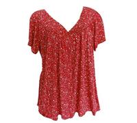 Dyhxuan Bluse Damen Sommer T-Shirt Eelgant Blumendruck Tops Kurzarm Tshirt mit V-Ausschnitt Locker Große Größen Oberteile Kurz Ärmel Blouse Longbluse Blusenshirt Sportshirt Shirt Blusentops Pullover