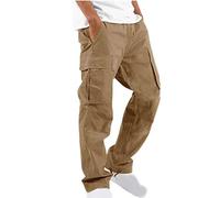 Dyhxuan Cargohose Herren Lang Einfarbig Baumwolle Arbeitshosen Baggy Chino Hosen Mit 6 Taschen Outdoor Wanderhose Trekkinghose Freizeithose Sporthose Gerade Hose mit Weitem Bein S-5XL (Plüsch/Nr)