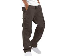 Dyhxuan Cargohose Herren Lang Einfarbig Baumwolle Arbeitshosen Baggy Chino Hosen Mit 6 Taschen Outdoor Wanderhose Trekkinghose Freizeithose Sporthose Gerade Hose mit Weitem Bein S-5XL (Plüsch/Nr)