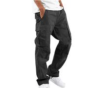 Dyhxuan Cargohose Herren Lang Einfarbig Baumwolle Arbeitshosen Baggy Chino Hosen Mit 6 Taschen Outdoor Wanderhose Trekkinghose Freizeithose Sporthose Gerade Hose mit Weitem Bein S-5XL (Plüsch/Nr)