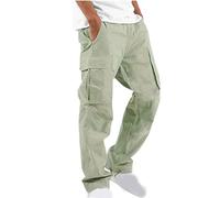 Dyhxuan Cargohose Herren Lang Einfarbig Baumwolle Arbeitshosen Baggy Chino Hosen Mit 6 Taschen Outdoor Wanderhose Trekkinghose Freizeithose Sporthose Gerade Hose mit Weitem Bein S-5XL (Plüsch/Nr)