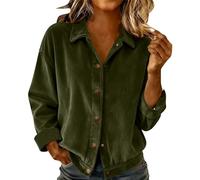 Dyhxuan Cordhemd Damen Druckknopf Corduroy Hemd Einfarbig Langarm Hemdbluse Elegant Revers Cordbluse Loose Blusenshirt Oberteile Casual Damenblusen