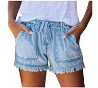 Dyhxuan Damen Casual Ripped Denim Shorts Elegant Gym Shorts Sommer Casual Hotpants Damen Jeans Sexy Luftig High Waist Stretch Strand Kurz Kurze Jeans Damenshorts Sommershorts Hotpants Freizeithose