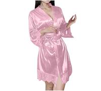 Dyhxuan Damen Nachthemd Ärmellos Chemise Nachtwäsche Sexy Lose Full Slips Spitze Negligee V-Ausschnitt Sleepshirt Soft Jersey Dessous S-XXXL Angebote des Tages Heute Meine Bestellungen Anzeigen