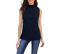 Dyhxuan Damen Rollkragen Top Ärmellose Rollkragenshirt Elegant Stehkragen Tanktop Plissee Oberteile Sommer Basic Shirt Einfarbig Blusentop Casual Unterhemden Leicht Sommertop fur Frauen