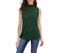 Dyhxuan Damen Rollkragen Top Ärmellose Rollkragenshirt Elegant Stehkragen Tanktop Plissee Oberteile Sommer Basic Shirt Einfarbig Blusentop Casual Unterhemden Leicht Sommertop fur Frauen