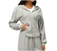 Dyhxuan Damen Sweatjacke mit Kapuze Cropped Hoodie mit Reißverschluss Einfarbig Langarm Kapuzenjacke Kurz Sweatshirt Jacke Slim FIt Sportjacke Herbstjacke S-XL