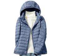 Dyhxuan Daunenjacke Damen Steppjacke mit Abnehmbare Kapuze Kurze Einfarbig Übergangsjacke Große Größen Leichte Kapuzenjacke Warm Winterjacke mit Reißverschluss Outdoor Freizeitjacke Daunenmantel