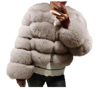 Dyhxuan Felljacke Damen Kurz Kunstfell Jacke Flauschige Pelzjacke Elegant Einfarbig Winterjacke Kunstlpelz Mantel Faux Fell Kurzjacke Dicker Parka Wintermantel Outdoor Oberbekleidung