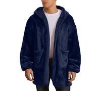 Dyhxuan Fleecejacke Herren Weiche Warme Winterjacke Einfarbig Plüschjacke mit Kapuze Loose Teddyjacke Langarm Teddyfleece Kapuzenjacke Casual Wintermantel S-3XL