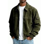 Dyhxuan Hemdjacke Herren Oversize Cordjacke Reißverschluss Übergangsjacke Einfarbig Revers Freizeitjacke Langarm Cordhemd Jacke