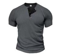 Dyhxuan Henley Shirt Herren Kurzarm Sommer Casual T Shirt Gerippt Basic Shirts Atmungsaktive Sportshirt Gym Muskelshirts Leicht Sommershirt Kurzarmshirt Lässig Sport T-Shirt Laufshirt Männer Top