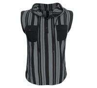 Dyhxuan Herren Tank Top mit Kapuze Strick Baumwolle Hoodie Sommer Ärmellose Kapuzenshirt Modisches Gestreiftem Tanktop Leicht Sommertop mit Brusttaschen Casual Kapuzenpullover Männer Trägertop