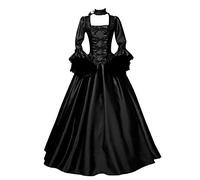 Dyhxuan Höfisches Abendkleid Damen Maxi Retro 50er Rockabilly Petticoat Kleider Einfarbige Partykleid Ballkleid Mit Schnürung Bogen Cocktailkleid Langarm Quadratischer Kragen Abiballkleid 5XL