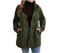 Dyhxuan Kapuzenjacke Damen Große Größen Sweatjacke mit Kapuze Reißverschluss Hoodie Casual Jacquard Longjacke Einfarbig Langarm Sweatshirt Jacke Herbst Winter Kapuzenpullover Mantel