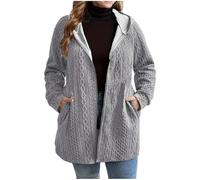 Dyhxuan Kapuzenjacke Damen Große Größen Sweatjacke mit Kapuze Reißverschluss Hoodie Casual Jacquard Longjacke Einfarbig Langarm Sweatshirt Jacke Herbst Winter Kapuzenpullover Mantel