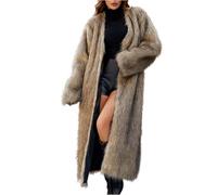 Dyhxuan Kunstpelz Mantel Damen Lange Warm Kunstfell Winterjacke Faux Pelzmantel Langarm Wintermantel Elegant Kunstfell Jacke Temperament Felljacke