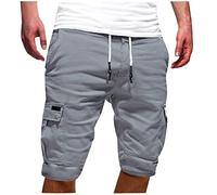 Dyhxuan Kurze Hosen Herren Einfarbige Baumwolle Cargo Shorts Sommer Jogginghose Cargohose mit 6 Tasche Elastischer Bund Freizeitshorts Lässig Locker Sommerhose Laufshorts für Männer S-5XL