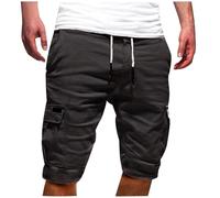 Dyhxuan Kurze Hosen Herren Einfarbige Baumwolle Cargo Shorts Sommer Jogginghose Cargohose mit 6 Tasche Elastischer Bund Freizeitshorts Lässig Locker Sommerhose Laufshorts für Männer S-5XL