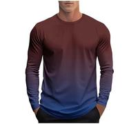 Dyhxuan Langarmshirt Herren Farbverlauf Rundhals Oberteile Langarm Basic Shirt Baumwolle Longsleeve T-Shirt Loose Fit Männer Tops S-4XL
