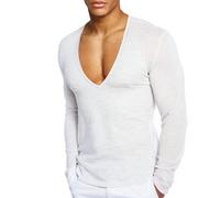 Dyhxuan Langarmshirt Herren Sexy V-Ausschnitt Shirt Slim Fit Baumwolle Langarm T-Shirt Stretch Schnelltrocknend Untershirt Funktions-Unterhemd Longsleeve Unterziehshirt Männer