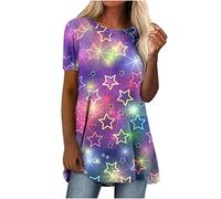 Dyhxuan Longshirt Damen Tunika Sommer große größen T Shirt Kurzarm elegant Oversize Oberteile Geste Liebe Drucken Tops Rundhals Basic Shirt Frauen Pullover Sweatshirt Bluse Longbluse Blusentops