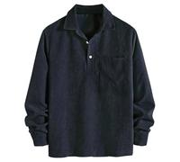 Dyhxuan Poloshirt Herren Cord Langarm Hemd Casual Businesshemd Knopfleiste Langarmshirt Longsleeve Polohemd Männer Cordhemd Oberteile