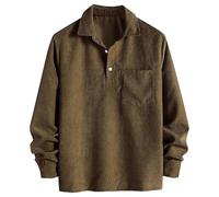 Dyhxuan Poloshirt Herren Cord Langarm Hemd Casual Businesshemd Knopfleiste Langarmshirt Longsleeve Polohemd Männer Cordhemd Oberteile