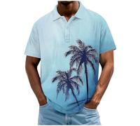Dyhxuan Poloshirt Herren Modisches Hawaii Bedrucken Tshirt Sommer Kurzarm T Shirt mit Revers Oversize Polohemd Knopfleiste Sommerhemd Lässig Kurzarmhemd Leicht Atmungsaktive Herrenhemden Top