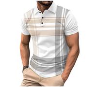Dyhxuan Poloshirts Herren Modische Gestreift Polohemd Sommer Kurzarm T-Shirt V-Ausschnitt Hemd mit Knöpfe Regulär Fit Businesshemd Revers Shirt All-Match Büro-Hemden Arbeitshemden S-3XL