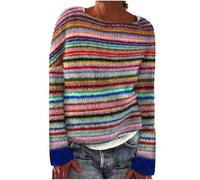 Dyhxuan Pullover Damen Vintage Strickpullover Große Größen Norweger Pulli Warm Bequem Winterpullover Elegant Sweater Rundhals Strickpulli Langarm Wollpullover Autumn Winter Oberteile Wollpulli