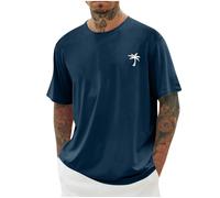 Dyhxuan Sommer Tshirt Herren Palmbaum-Druck Oberteile Kurzarm Tee Tops Lässig Rundhals Hemd Baumwolle Basic Shirt Große Größen T-Shirt Sommerlich Strand Tunika Sportshirt Laufshirt S-5XL