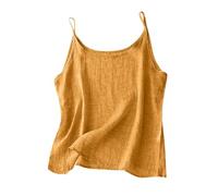 Dyhxuan Spaghetti Top Damen Sommer Baumwolle Leinen Tanktop Leicht Camisole Casual Leinentop Sexy Basic Top Einfarbig Leibchen Vintage Spaghettiträger Bluse Lässig Frauen Blusentop Sommertop
