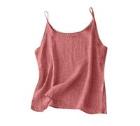 Dyhxuan Spaghetti Top Damen Sommer Baumwolle Leinen Tanktop Leicht Camisole Casual Leinentop Sexy Basic Top Einfarbig Leibchen Vintage Spaghettiträger Bluse Lässig Frauen Blusentop Sommertop