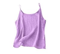 Dyhxuan Spaghetti Top Damen Sommer Baumwolle Leinen Tanktop Leicht Camisole Casual Leinentop Sexy Basic Top Einfarbig Leibchen Vintage Spaghettiträger Bluse Lässig Frauen Blusentop Sommertop