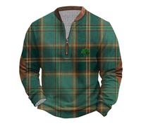 Dyhxuan St. Patrick's Day Sweatshirt Herren 1/4 Zip V-Ausschnitt Pullover Große Größen Irish Festliche Langarmshirt Irischen Kleeblatt Sweatshirts Oberteile Lucky St. Patricks Day Pulli für Herren